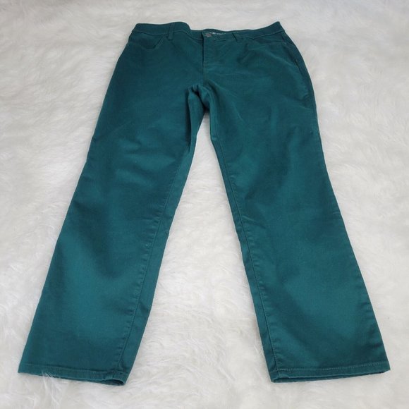 Chico's Pants - Chico's 1.5 Girlfriend Slim Leg Ankle 10 Turquoise Pants Cropped High Rise